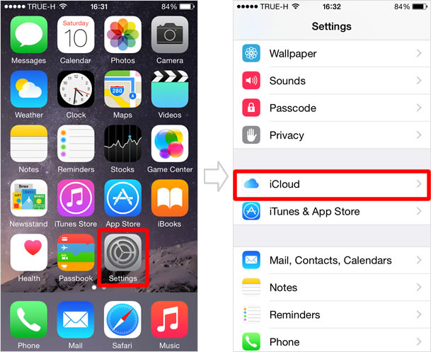 แตุะรายการ iCloud