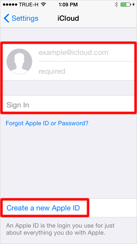 Enter Apple ID and Password