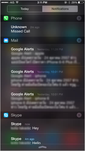 การแสดงการแจ้งเตือนในแท็บ notifications