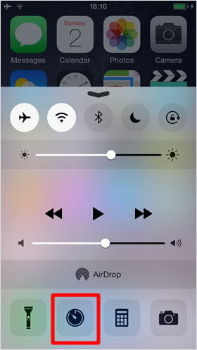tap icon from control center