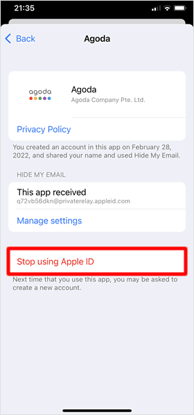 ยกเลิกใช้งาน Apple ID