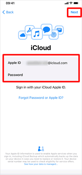 เข้าสู่ระบบ iCloud