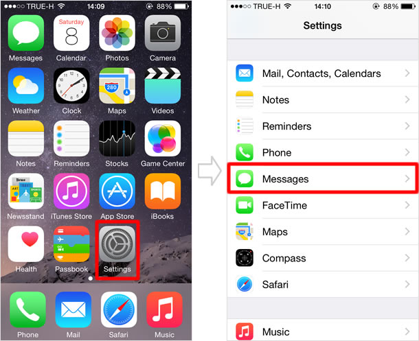 tab messages in settings