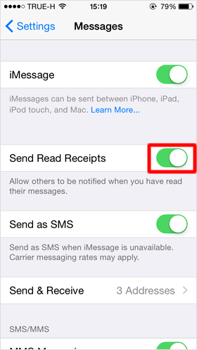 switch on send Read Receipts