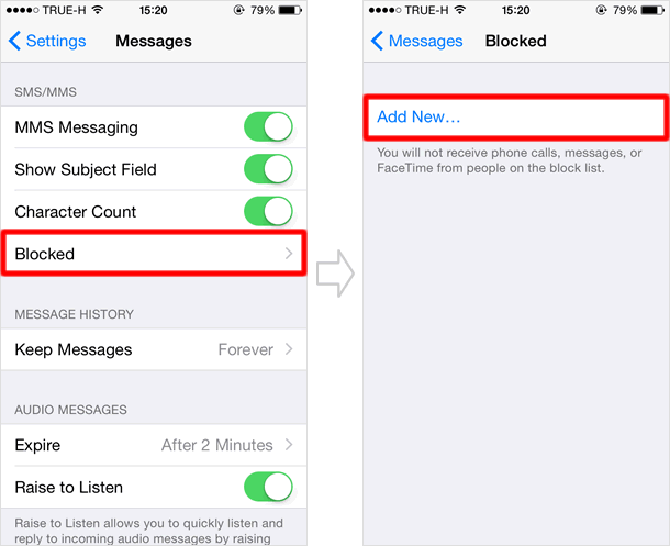 block contact