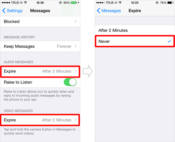 audio and vedio messags expire