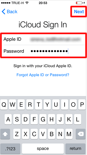 iCloud sign in