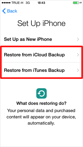 iPhone restore back up from iTunes