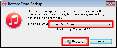 select data to restore
