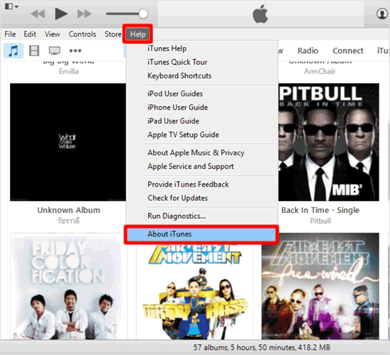 ตรวจสอบเวอร์ชั่น iTunes